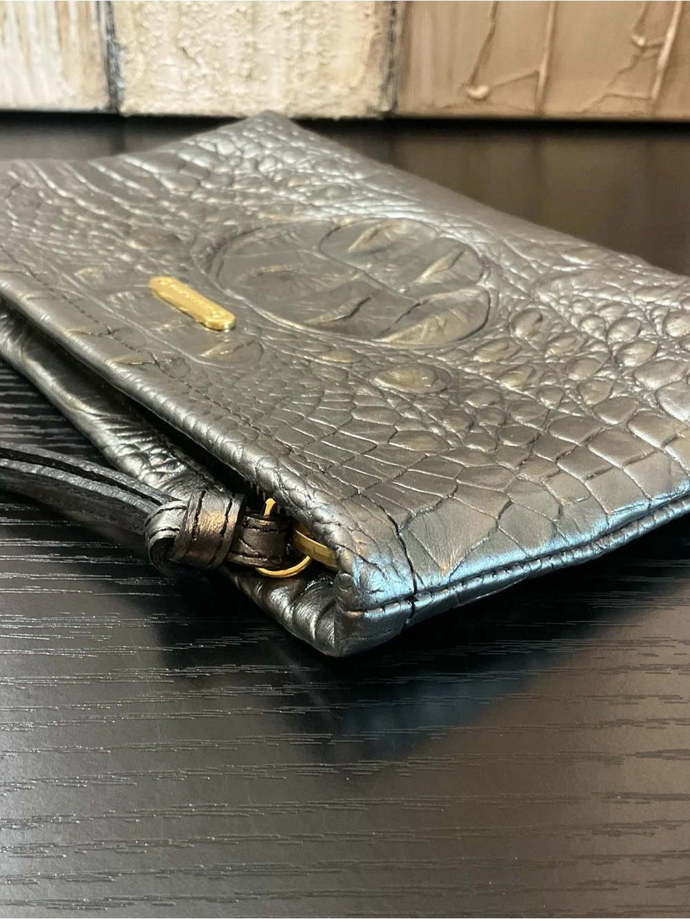 Brahmin Burke PEWTER COLOR MELBOURNE Leather Cosmetic Bag RARE HTF